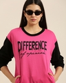Shop Women's Pink Color Block Oversized Sweatshirt-Design