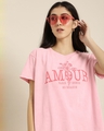 Shop Women's Pink Typography T-shirt-Front