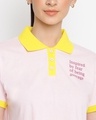Shop Women's Pink Typography Crop Polo T-shirt