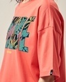Shop Women's Coral Pink Vibe Hai Graphic Printed Oversized T-shirt