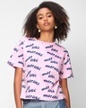 Shop Women's Pink Whatever Typography Relaxed Fit Short Top-Front
