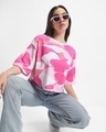Shop Women's Pink & White Camo Printed Oversized Short Top-Front