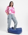 Shop Women's Pink & White Camo Printed Oversized Short Top-Full
