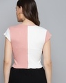 Shop Women's Pink & White Color Block Crop Top-Full
