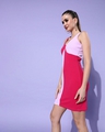 Shop Women's Pink & White Color Block Dress-Front