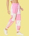 Shop Women's Pink & White Color Block Joggers-Design