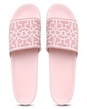 Shop Women's Pink & White Printed Sliders-Full