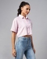 Shop Women's Pink & White Striped Crop Shirt-Design