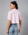 Shop Women's Pink & White Striped Crop Shirt-Full