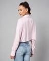 Shop Women's Pink & White Striped Drop Shoulder Crop Shirt-Full