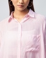 Shop Women's Pink & White Striped Loose Fit Shirt