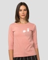 Shop Women's Pink Bunny Graphic Printed 3/4th Sleeve T-shirt-Front