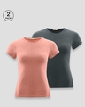 Shop Pack of 2 Women's Misty Pink & Nimbus Grey T-shirt-Front