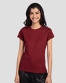 Shop Pack of 2 Women's Grey & Maroon Slim Fit T-shirt-Design