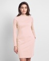 Shop Women's Pink High Neck Slim Fit Pocket Dress-Front