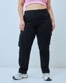 Shop Women's Black Plus Size Cargo Pants-Front