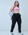 Shop Women's Black Plus Size Cargo Pants-Full