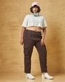 Shop Women's Brown Plus Size Cargo Pants-Full