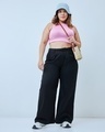 Shop Women's Black Super Loose Fit Plus Size Pants-Full