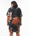 Shop Women's Black & Brown Tie & Dye Oversized Plus Size T-Shirt Dress-Design
