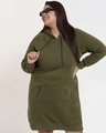 Shop Women's Green Plus Size Hoodie Dress-Front