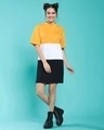 Shop Women's Popcorn Yellow Color Block Plus Size Dress-Full