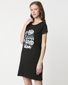 Shop Women's Printed Black T-Shirt Night Dress-Design