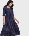 Shop Women's Printed Blue Flared Dress-Front