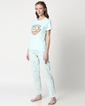 Shop Women's Printed Blue T-Shirt & Pyjama Set-Full