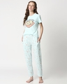 Shop Women's Printed Blue T-Shirt & Pyjama Set