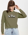 Shop Women's Printed Olive Short Sweatshirt-Front