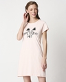 Shop Women's Pink Are You Kitten Typography Dress-Design