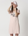 Shop Women's Printed Pink T-Shirt Night Dress-Front