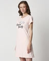 Shop Women's Printed Pink T-Shirt Night Dress-Full