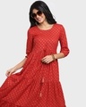 Shop Women's Printed Red Flared Dress-Front