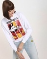 Shop Women's White Mickey Mouse Graphic Printed Sweatshirt-Front