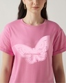 Shop Women's Prism Pink Butter Fly Graphic Printed Boyfriend T-shirt