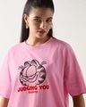 Shop Women's Prism Pink Judging You Graphic Printed Oversized T-shirt