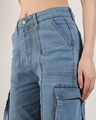 Shop Women's Prussian Blue Straight Fit Cargo Jeans