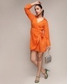 Shop Women's Pumpkin Orange Wrap Dress-Full