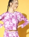 Shop Women's Purple Abstract Printed Top & Pyjama Set-Front