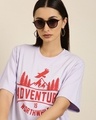 Shop Women's Purple Adventure Typography Oversized T-shirt-Front