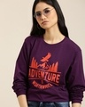 Shop Women's Purple Adventure Typography Oversized T-shirt-Front