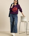 Shop Women's Purple Adventure Typography Oversized T-shirt-Full