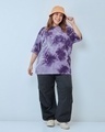 Shop Women's Purple Tie & Dye Oversized Plus Size T-shirt-Full