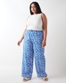 Shop Women's Purple All Over Printed Plus Size Wide Leg Pyjamas-Full