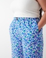 Shop Women's Purple All Over Printed Plus Size Wide Leg Pyjamas