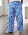 Shop Women's Purple All Over Printed Plus Size Wide Leg Pyjamas-Front