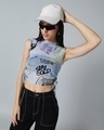 Shop Women's Purple All Over Printed Slim Fit Short Top-Front