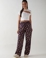 Shop Women's Purple All Over Printed Wide Leg Pyjamas-Full